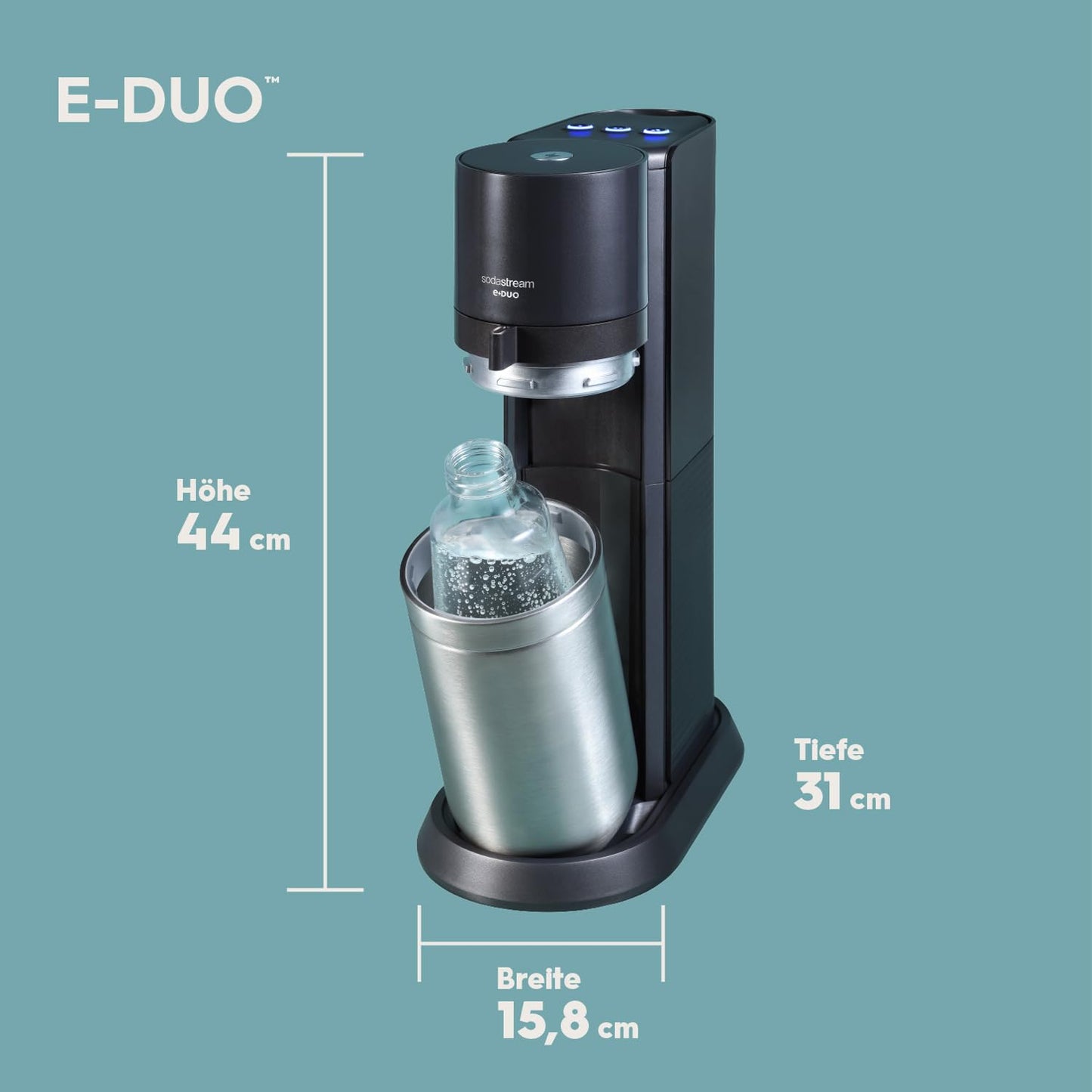 SodaStream E-DUO water carbonator with Quick-Connect: CO2 cylinder including accessories