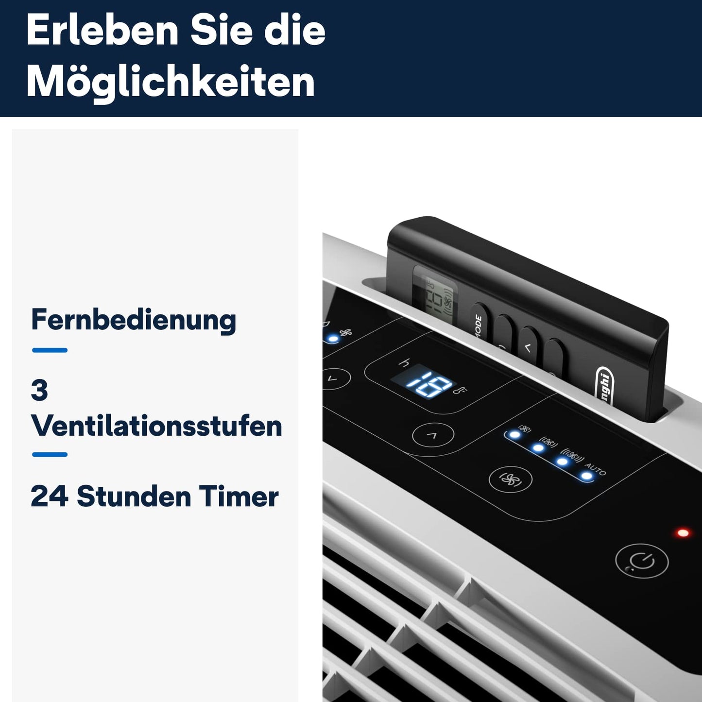 De'Longhi 'Pinguino' (PAC EM82) Mobile Klimaanlage für Räume bis zu 80m³ | 9.400 BTU, 2,4 kW