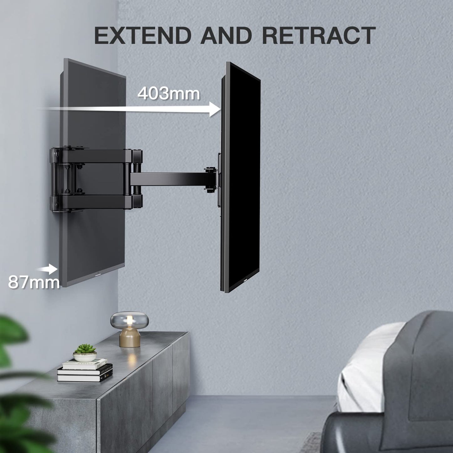 PERLESMITH TV Wall Mount | Swivel for 26-65 inches (Flat & Curved up to 45 kg)