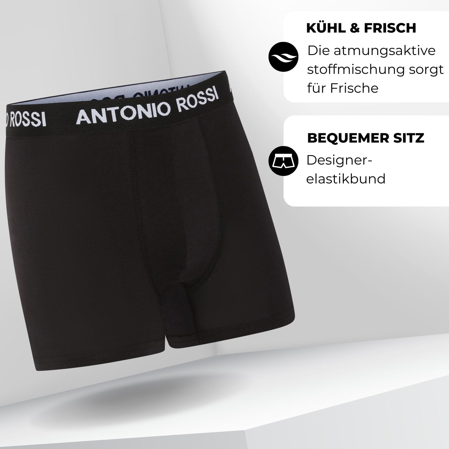 ANTONIO ROSSI Men's Fitted Boxer Hipsters (pack of 12): Black