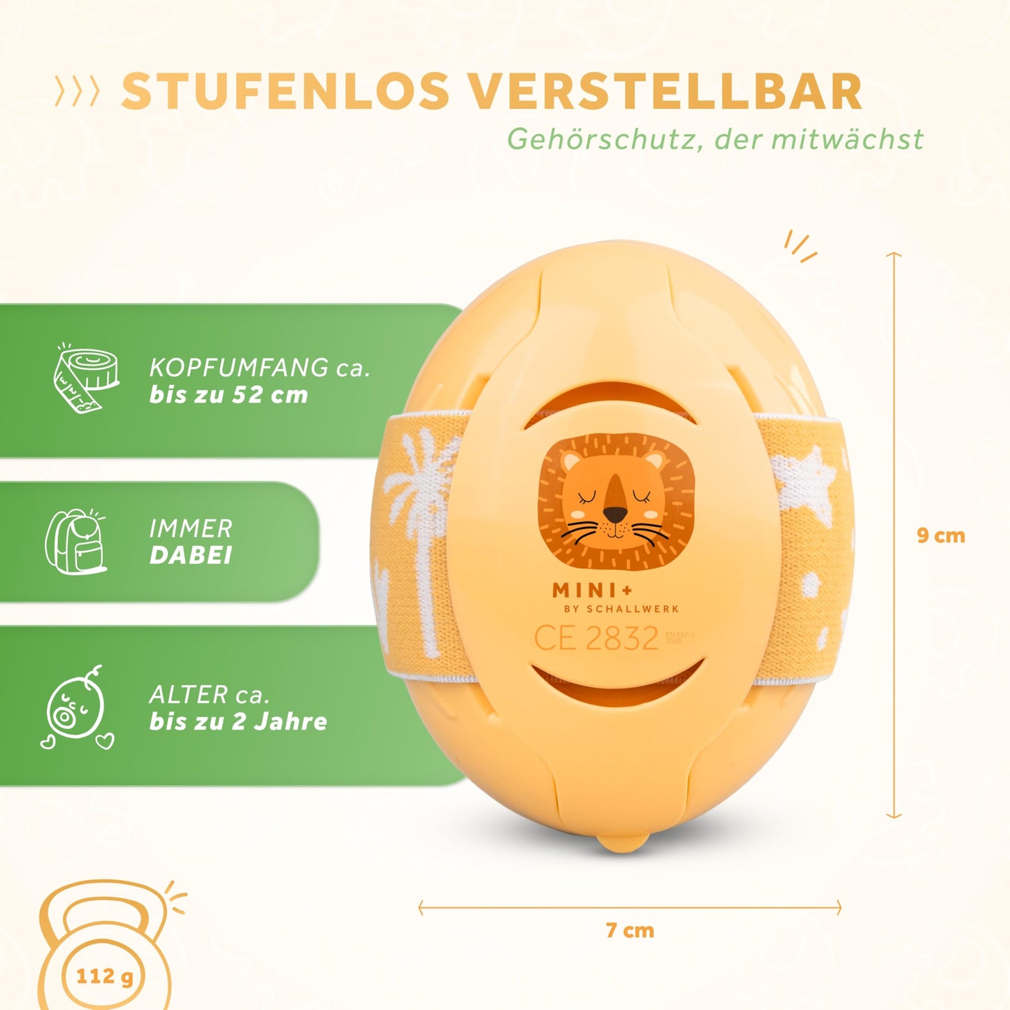 Schallwerk® Mini+ Ohrenschützer für Kleinkinder (Lion Yellow): Lärmschutz Kopfhörer für Baby, Kinder