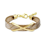 s.Oliver stainless steel women's bracelet (partially gold-plated) with leather - 19cm