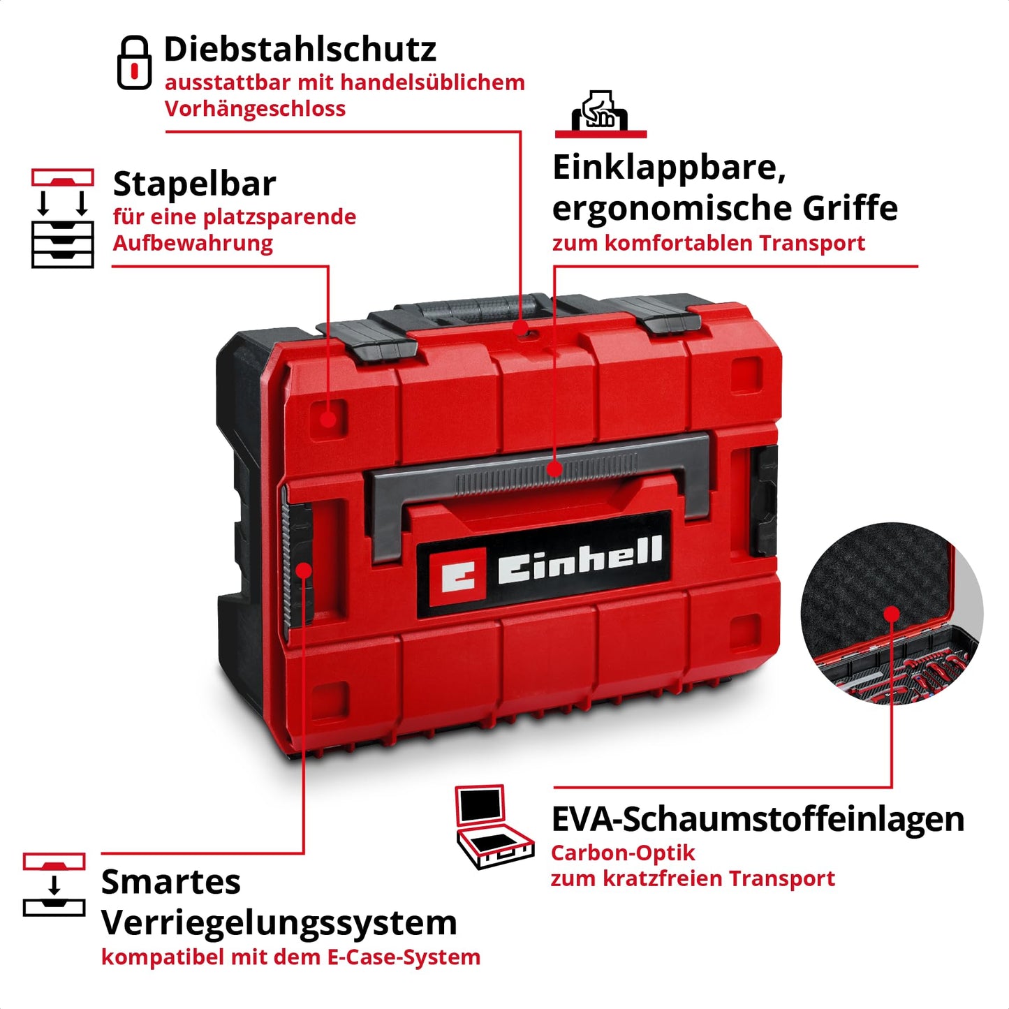 Original Einhell E-CASE 80-piece tool case (tool set for the workshop or at home)