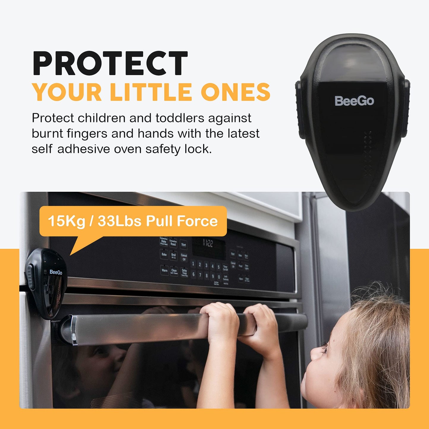 BeeGo® Oven Child Safety Lock for Babies & Toddlers: Easy Installation (Black)