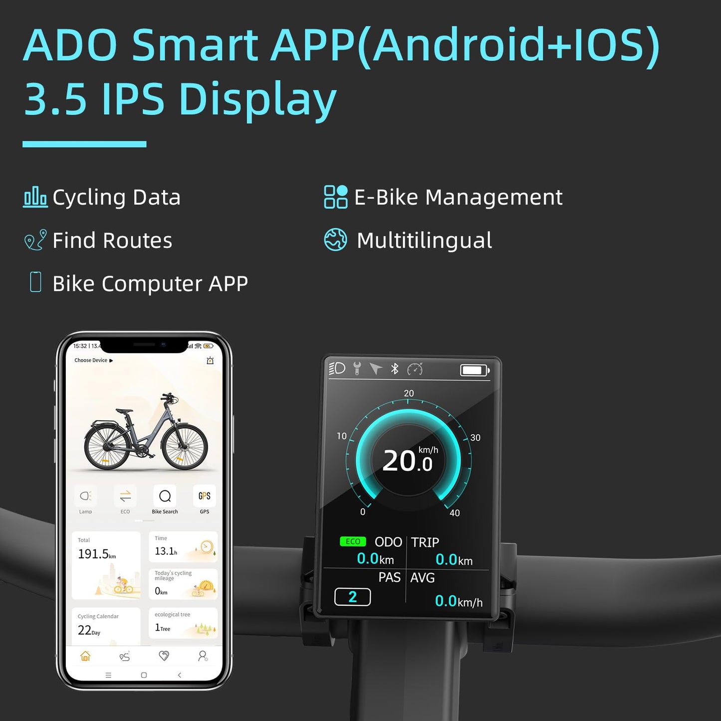ADO Air 28 E-Bike (2 pieces): 345.00 Wh battery, torque sensor, belt drive, APP (Gray)