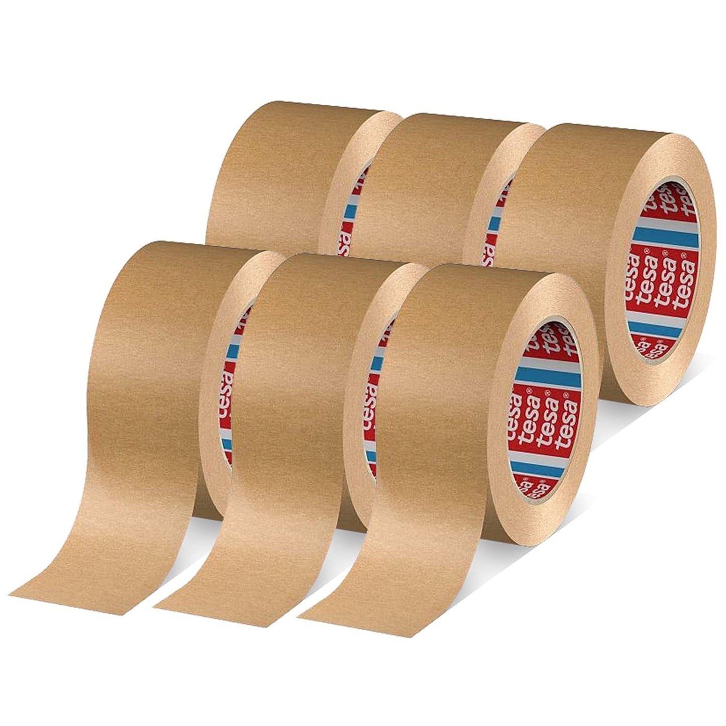 tesa parcel tape (brown): 6 rolls of 50m x 50mm, FSC-certified & recycling-friendly