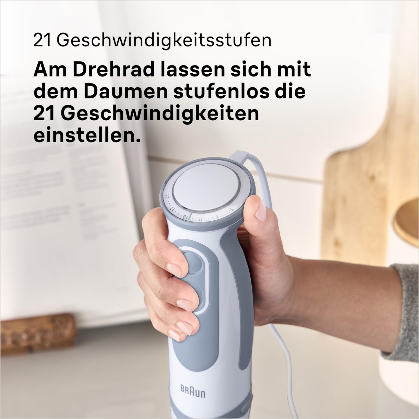 Braun Stabmixer (MQ 5235WH) mit Edelstahl Mixfuß: 1000 Watt, inkl. 3-teiligem Zubehör-Set