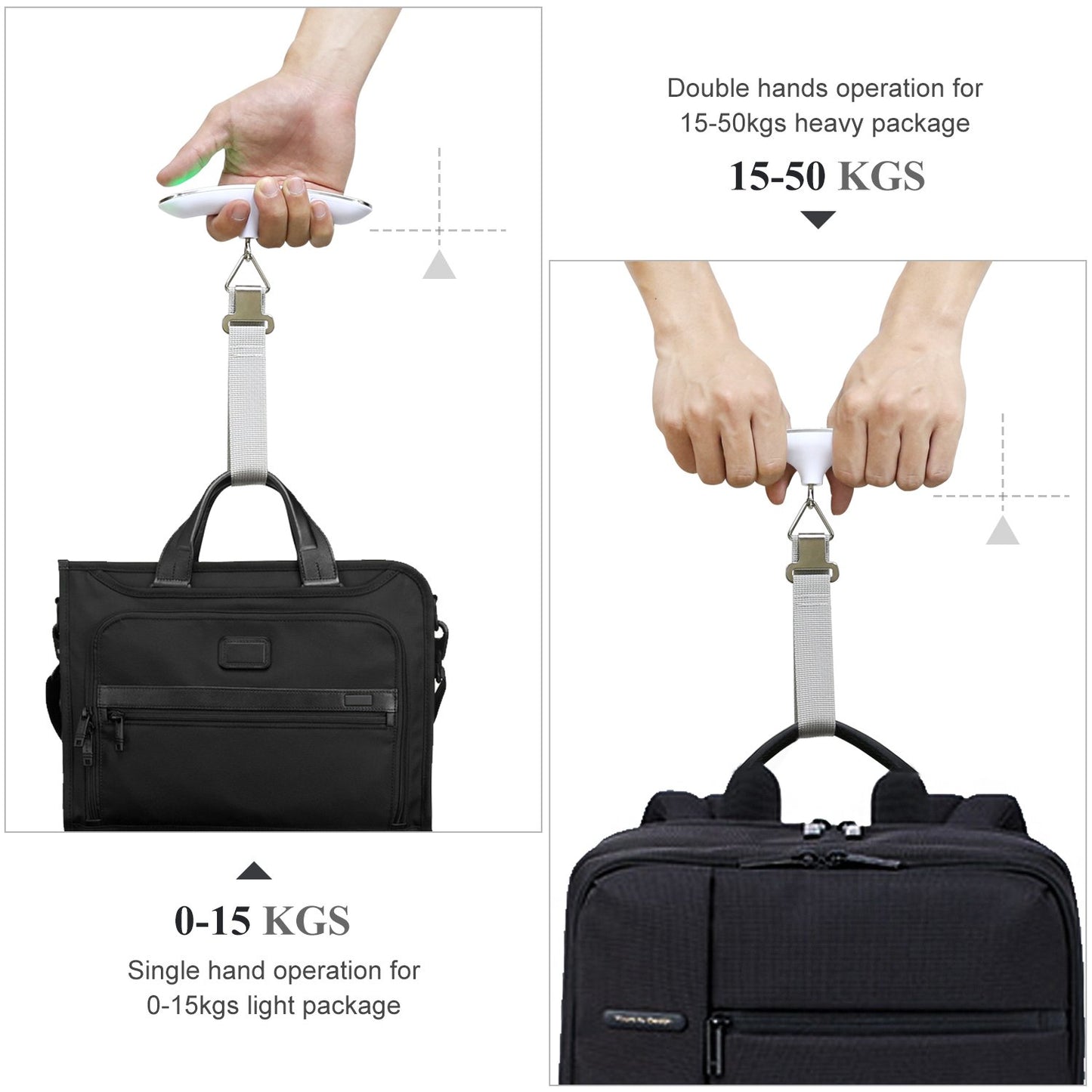MY CARBON Digital Luggage Scale with Tare Function up to 50kg Load Capacity: Hanging Scale in Silver