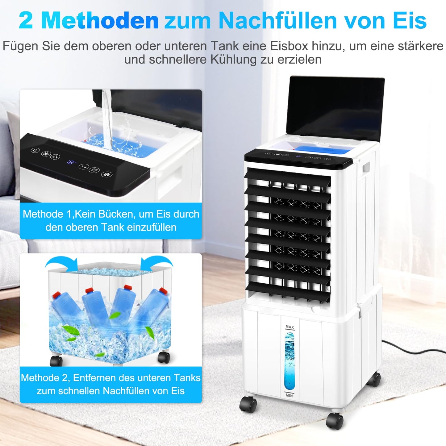 Air conditioner without exhaust hose with 12h timer: 12L - 60W - 3 modes - 120°, remote control