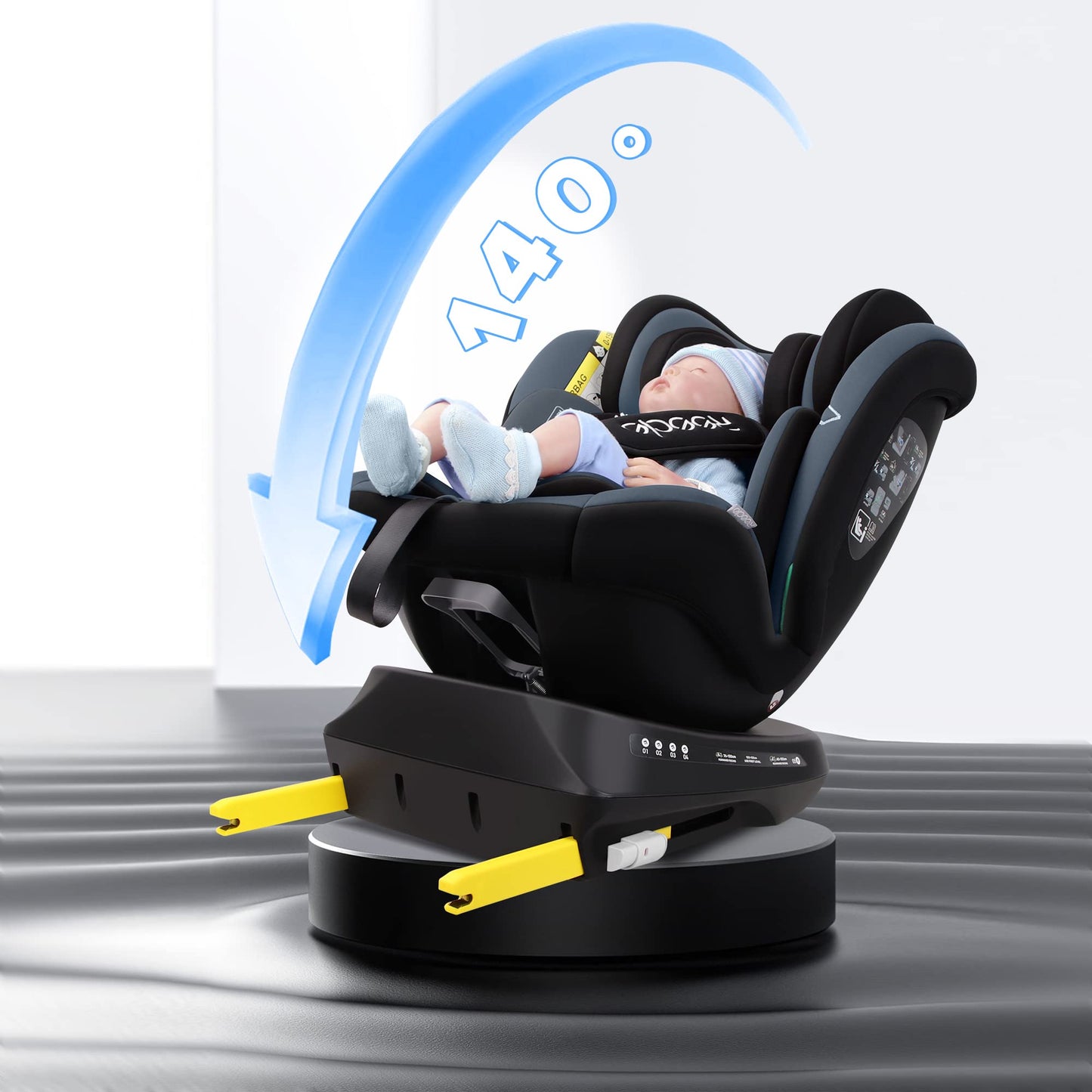 Reecle i-Size Child Seat (Black Gray) 0+/1/2/3 | ISOFIX, Safety Certified