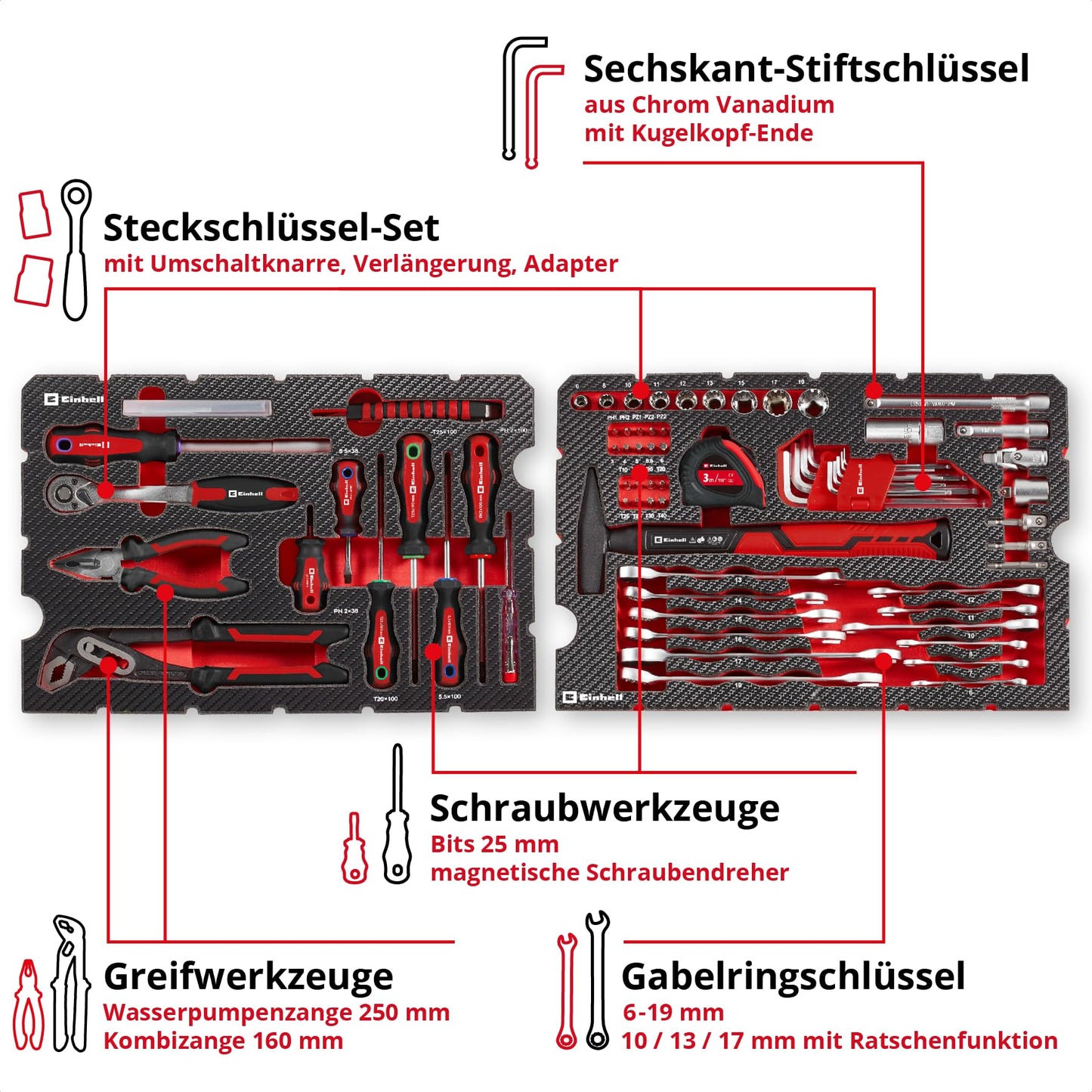 Original Einhell E-CASE 80-piece tool case (tool set for the workshop or at home)