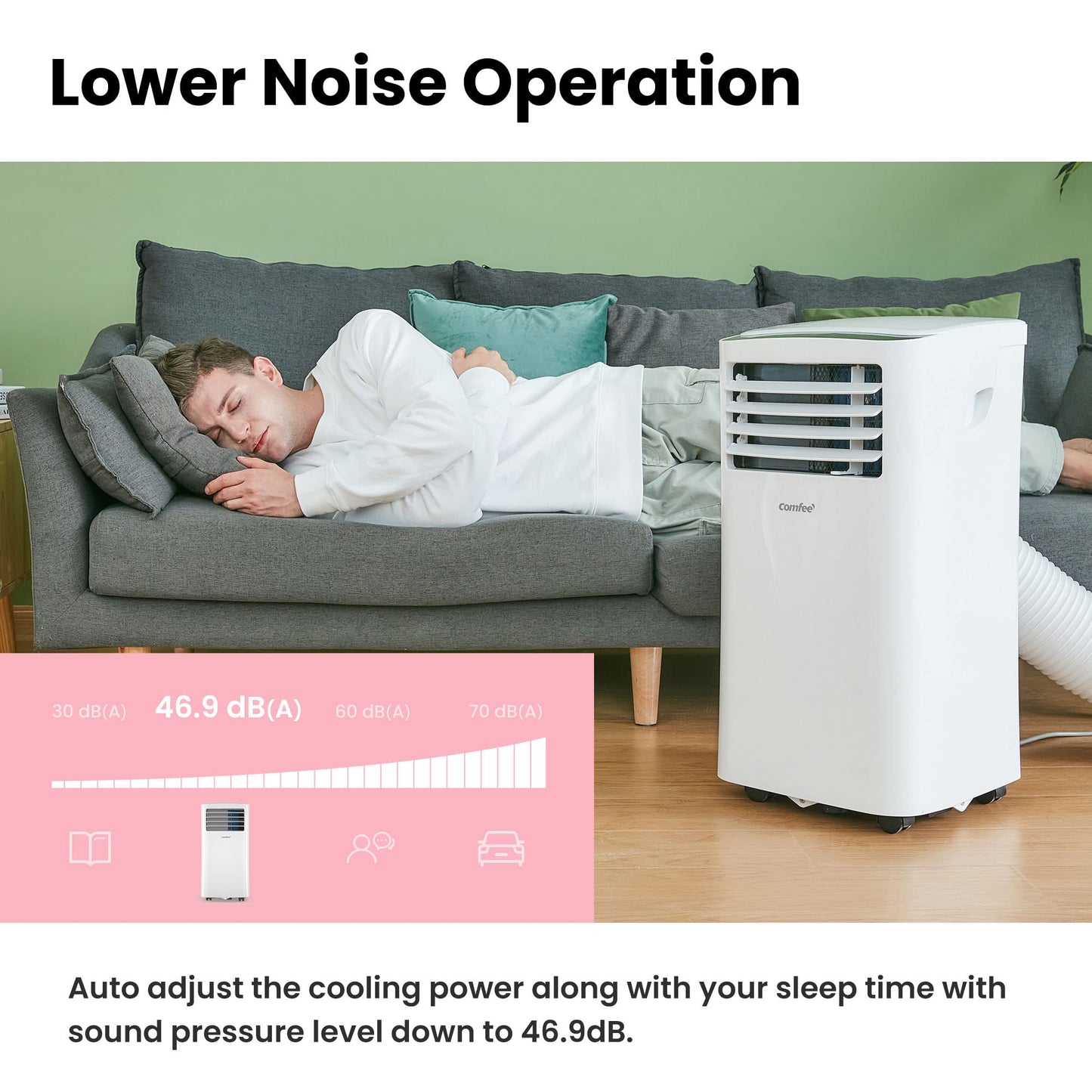 Comfee 3-in-1 Portable Air Conditioner (MPPH-09CRN7) with Exhaust Hose: 9000 BTU - 2.6kW