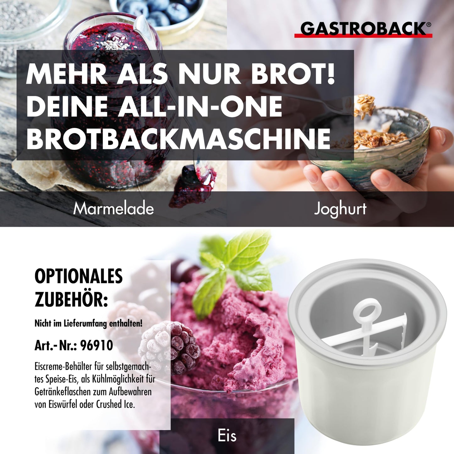 GASTROBACK Fully Automatic Bread Maker Advance - Bread Maker | Timer Function, Ingredient Compartment