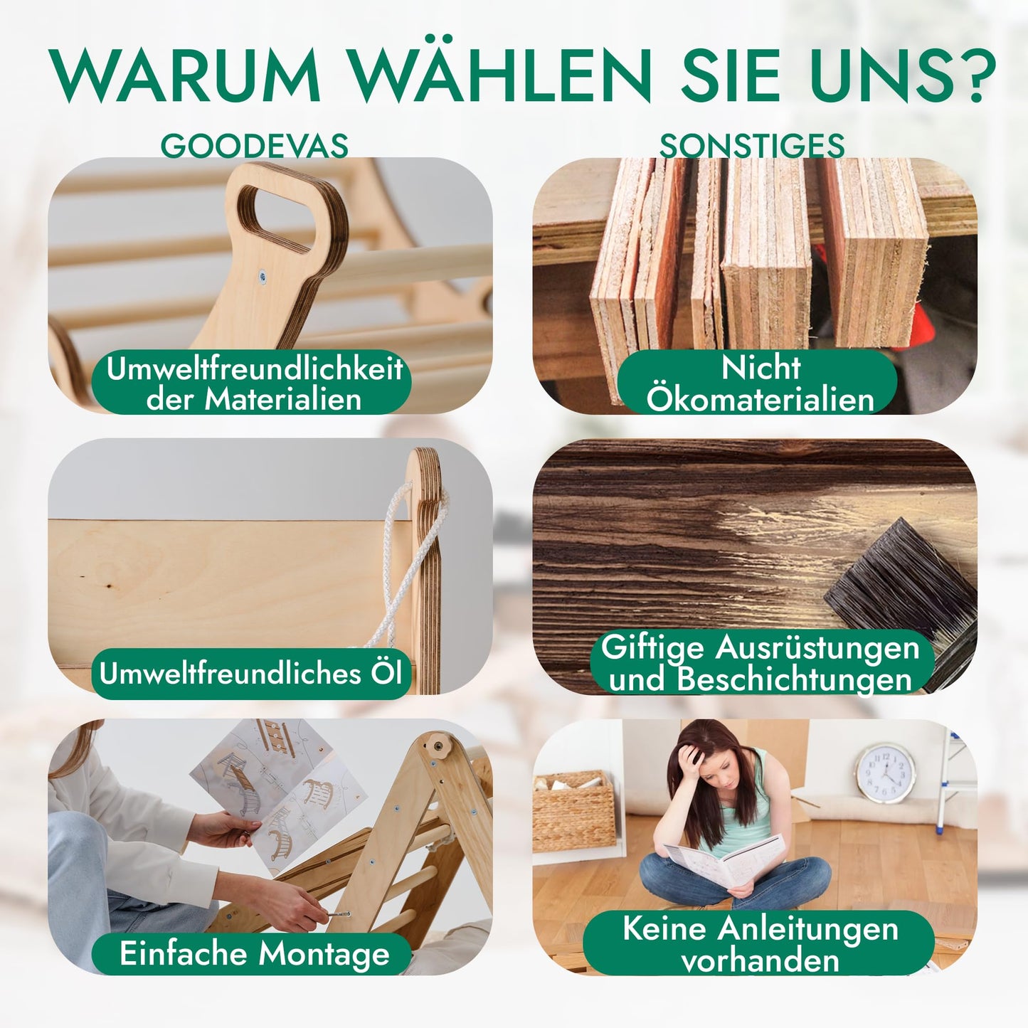 5-in-1 Montessori Klettergerüst-Set mit Kissen & Rutsche für Kinder, Indoor Spielplatz
