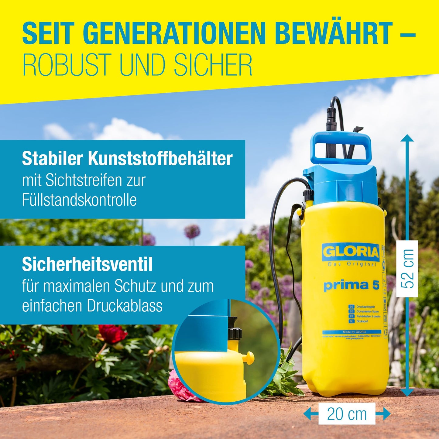 GLORIA pressure sprayer 'prima 5' (5L capacity): sprayer for plant protection