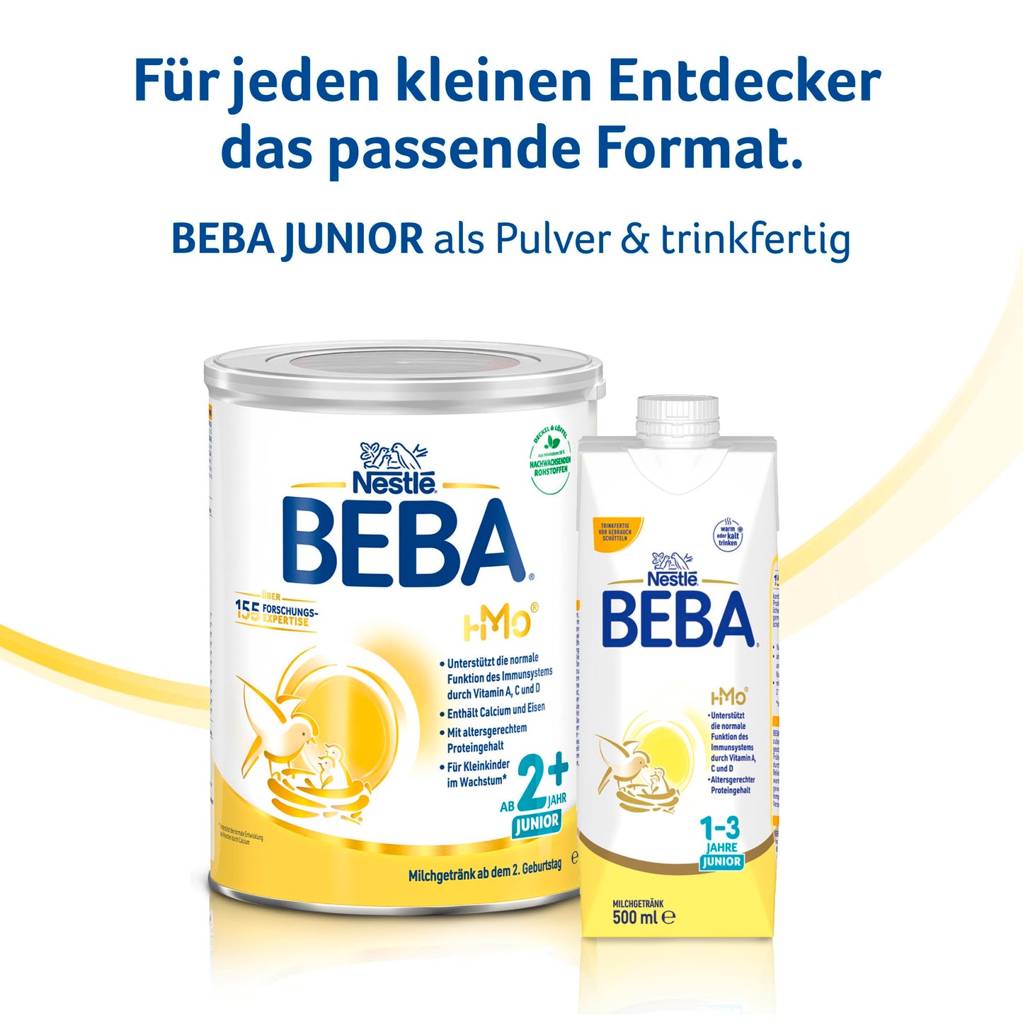 BEBA Junior 2+ milk drink (3 x 800g) from the 2nd birthday: baby food with HMO 2'-FL