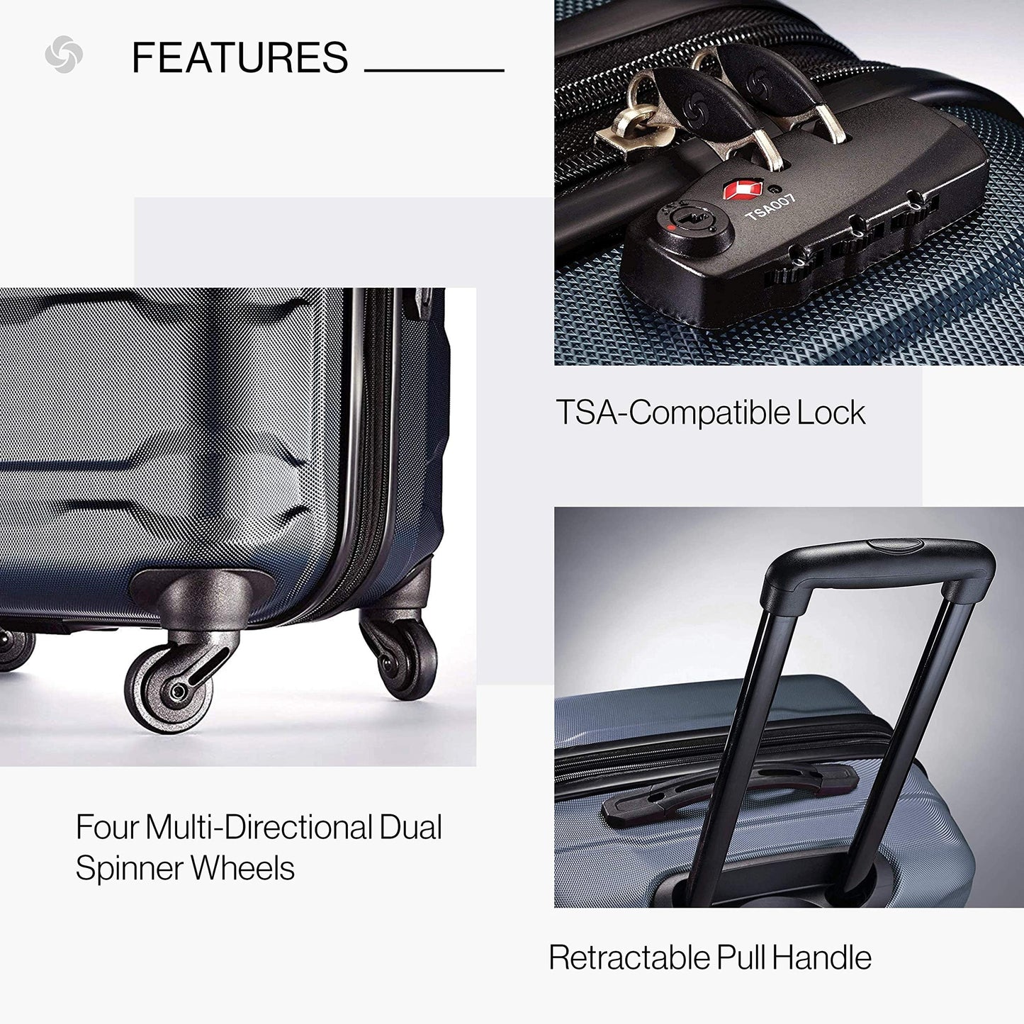 SAMSONITE 'Omni Pc' hard-shell travel suitcase set with TSA lock: Expandable