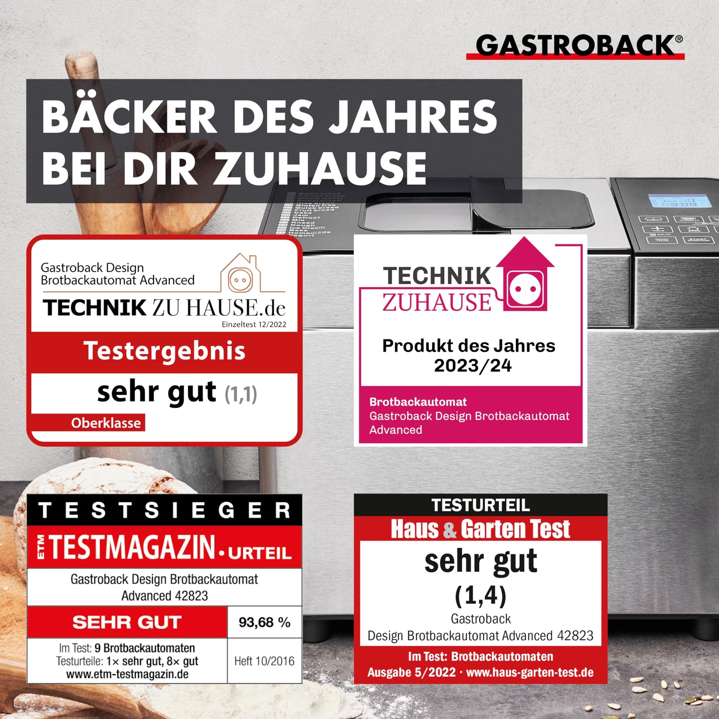 GASTROBACK Fully Automatic Bread Maker Advance - Bread Maker | Timer Function, Ingredient Compartment