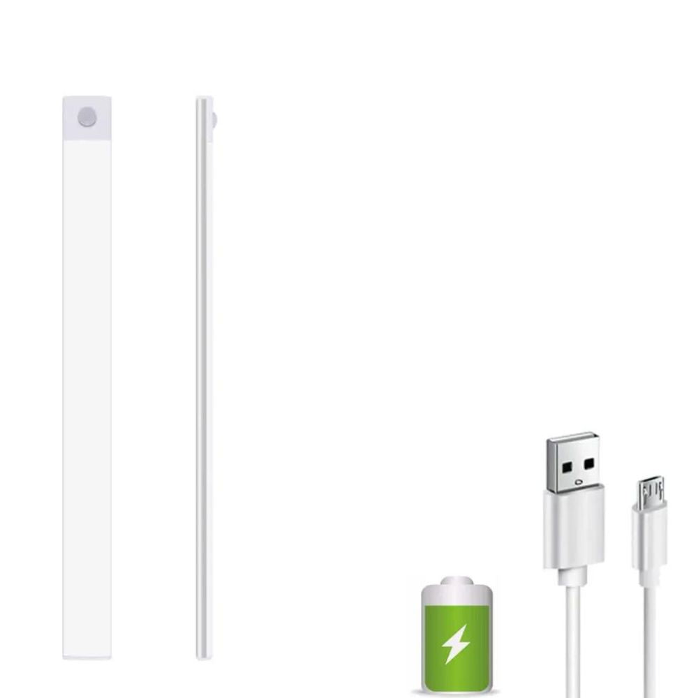 Wireless LED-Bewegungssensor Nachtlicht: USB-wiederaufladbar | Vielseitige Anwendung (40cm-Silber)