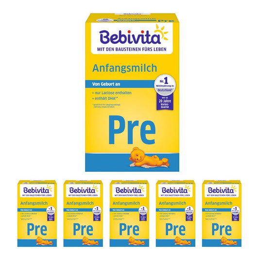 Bebivita PRE Anfangsmilch (5x 500g) von Geburt an, gut zum Zufüttern