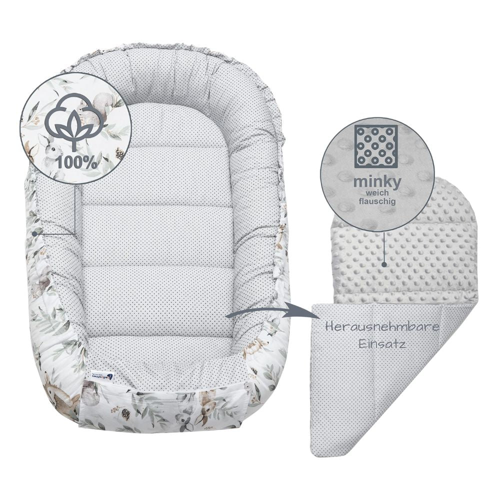 Medi Partners Baby-Nestchen für Neugeborene aus 100% Baumwolle (5-teilig - 100x60x15cm)