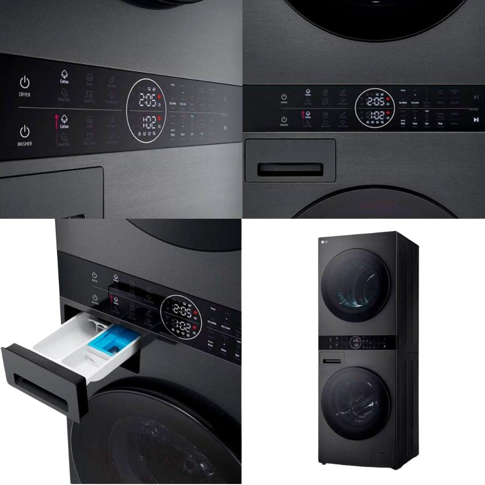 LG (WT1210BBF) Washtower: Waschmaschine - 12kg & Trockner - 10 kg | Einheitliches Panel, WiFi, Schwarz
