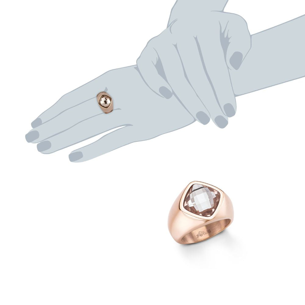 s.Oliver Jewel women's ring made of stainless steel with rose gold-colored crystal
