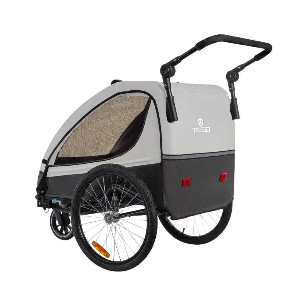 Tiggo 2-in-1 Fahrradanhänger mit Buggy-Set: 360° Drehbar mit Federung - max. 40kg (Grau)
