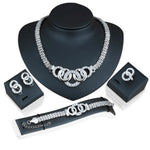 Fünf-Ringe-Schmuckset für Damen | Halskette-Ohrringe-Ring-Armband
