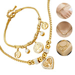 316L Edelstahl Schmuck-Geschenkset für Damen: Halskette & Armband mit Herz- und Lebensbaum-Anhänger