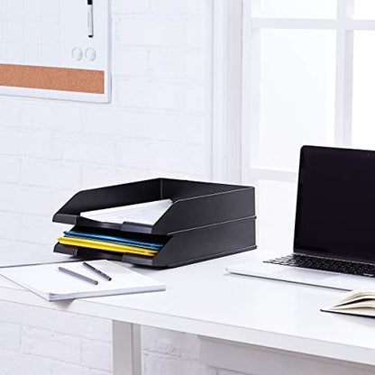 Amazon Basics (Set of 2) Stackable Desk Letter Trays in Black