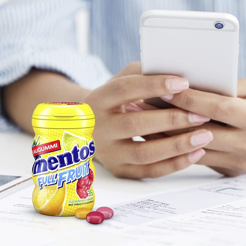 Mentos Chewing Gum Full Fruit (6 x 35 pieces) in three varieties with fruit flavor &amp; liquid filling