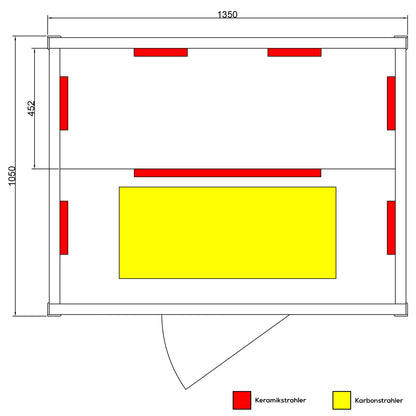 Dewello® infrared sauna 'Laval Plus' (135x105cm) for 1-2 people made of hemlock wood, LED, Bluetooth