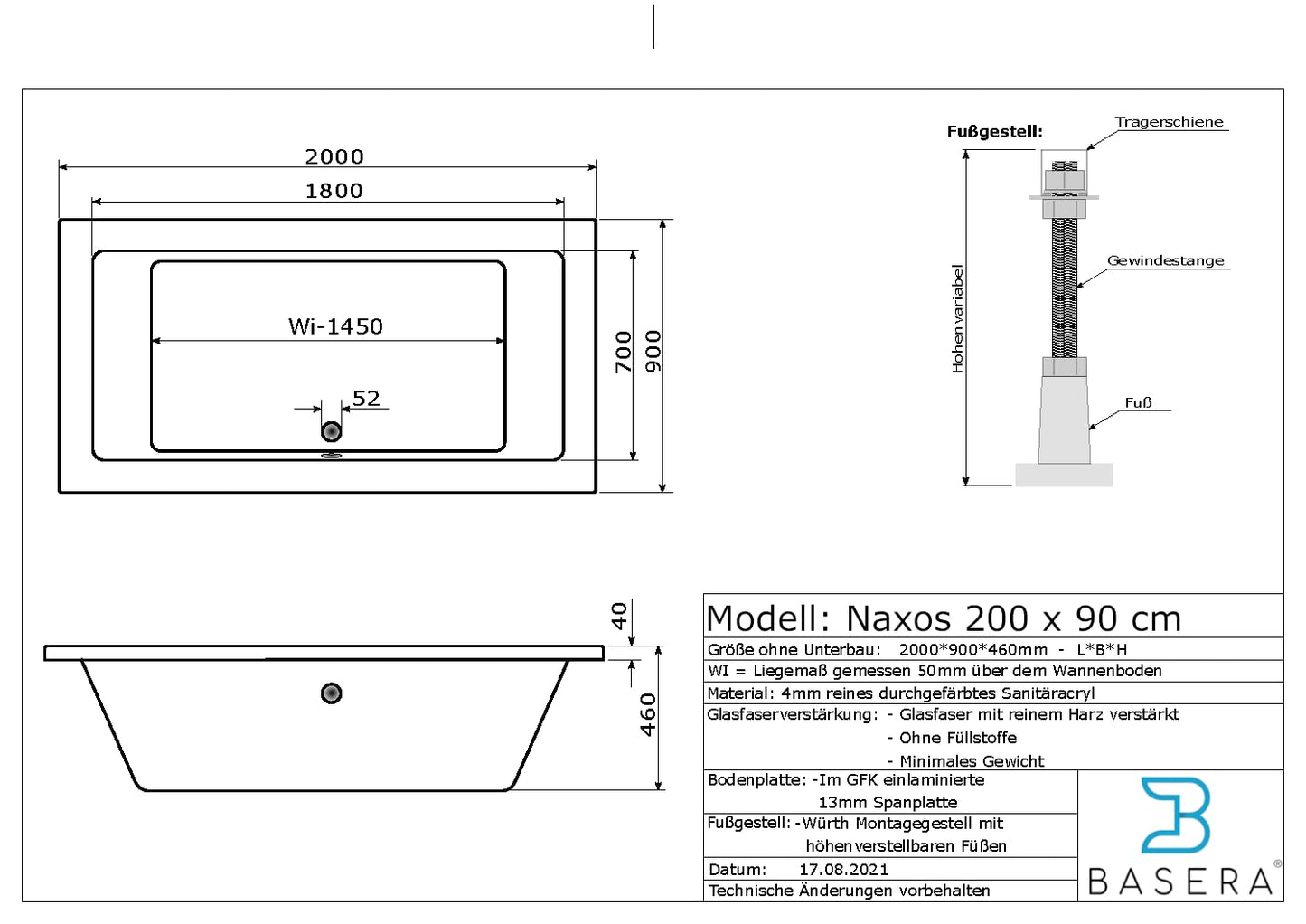 Basera® Premium Indoor-Whirlpool 'Naxos' mit 24 Massagedüsen: Heizung, LED, Touchpanel, Bluetooth