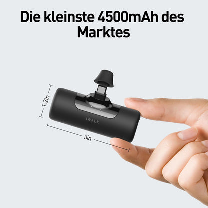 iWALK Mini Power Bank (4500mAh) with USB-C port: Compatible with iOS &amp; Android devices