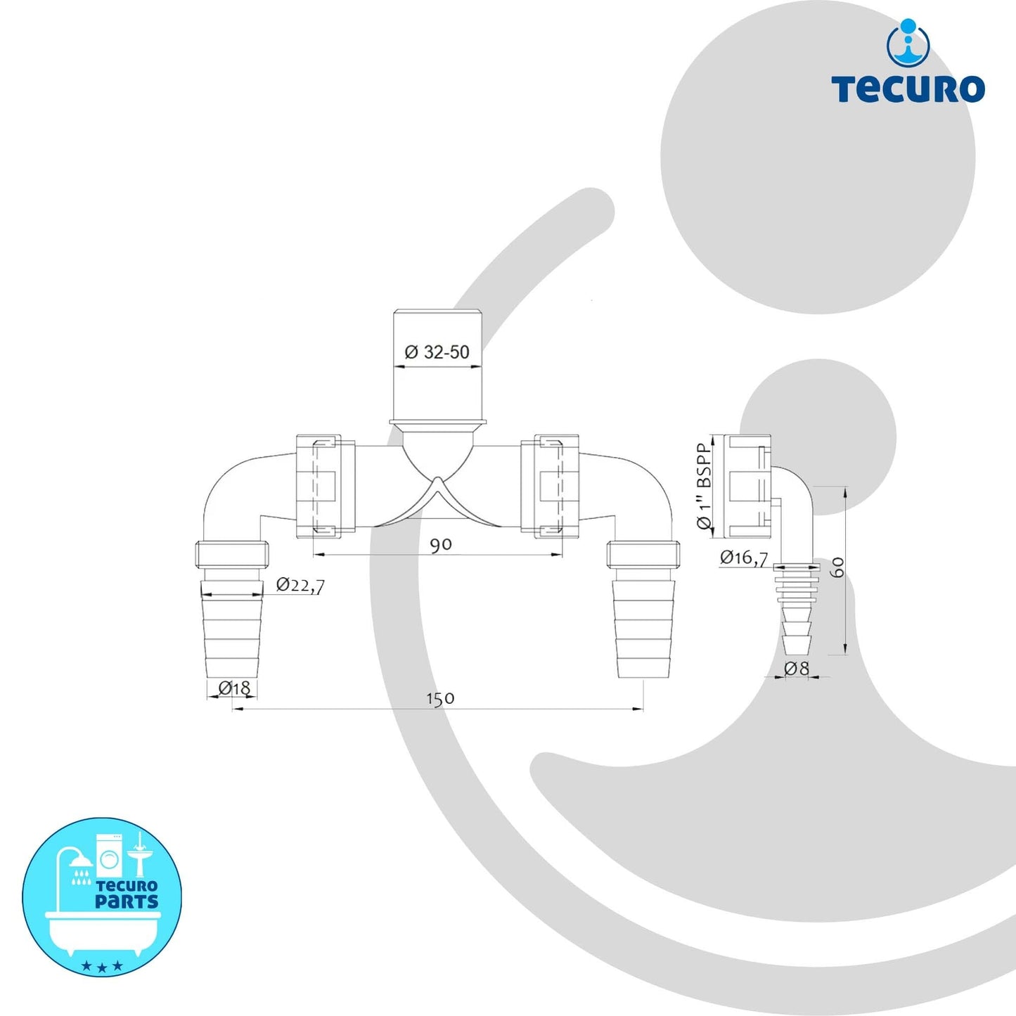 tecuro washing machine double connection for dryer and washing machine: Easy installation
