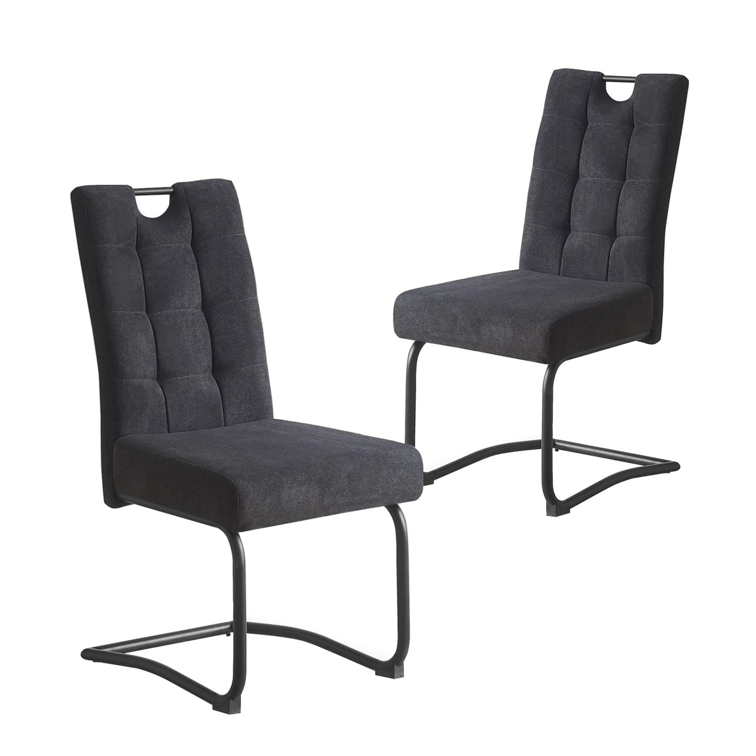 B&D home 2er-Set  Freischwinger Esszimmerstühle 'Sofia' | Modern Design in Anthrazit