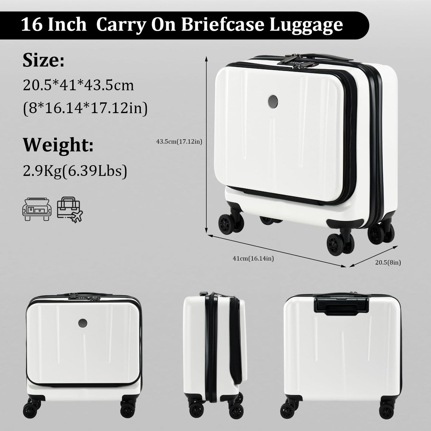 TYDECKARE 16-inch carry-on briefcase with 2 laptop compartments: TSA lock