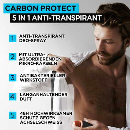 L'Oréal Men Expert 5-in-1 Deodorant for men for up to 48 hours of freshness: Carbon Protect (6x150ml)