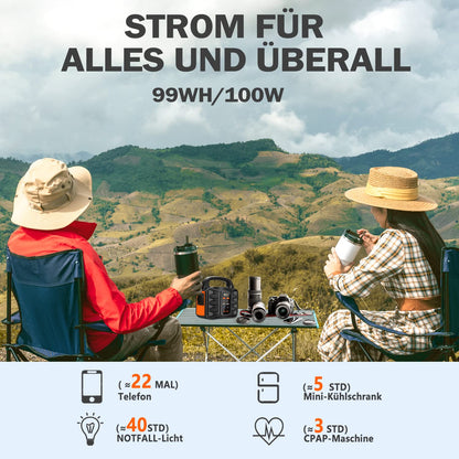 Outdoor Powerstation 'SBAOH' 99Wh, 150W: Solar Generator Battery for Travel &amp; Camping