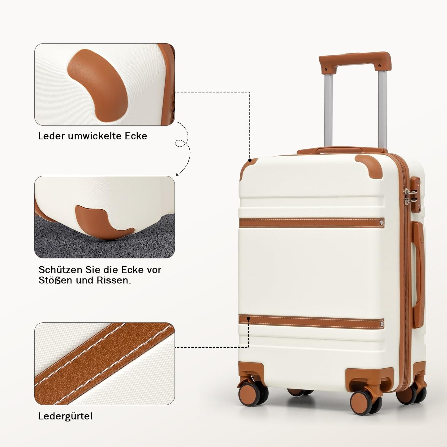 COOLIFE hard-shell travel suitcase set (3 pieces) with TSA lock &amp; telescopic handle (dark green)