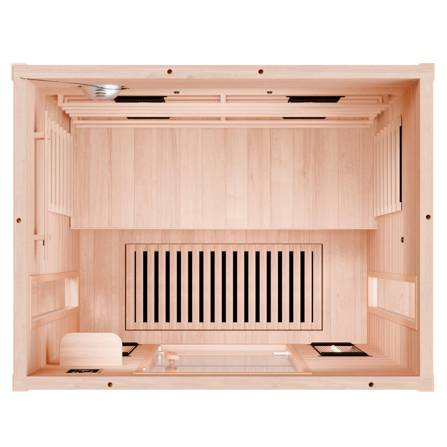 Dewello® infrared sauna 'Pierson' (135x105cm) for 1-2 people made of hemlock wood, LED, Bluetooth