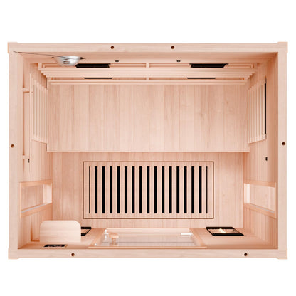 Dewello® infrared sauna 'Pierson' (135x105cm) for 1-2 people made of hemlock wood, LED, Bluetooth
