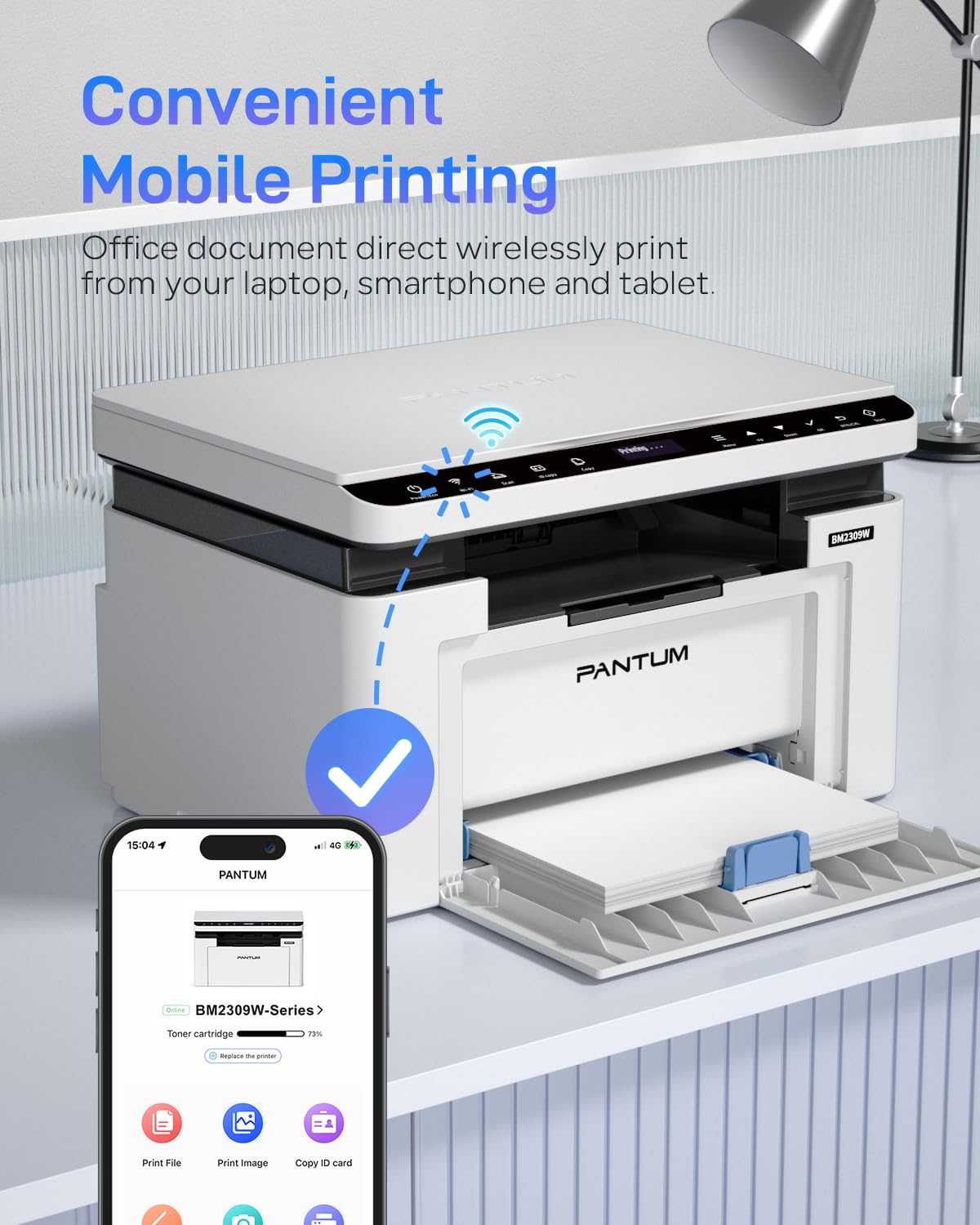 PANTUM (BM2309W) 3-in-1 Multifunktionsgerät | Laserdrucker, Scanner, Kopierer: WLAN, Airprint