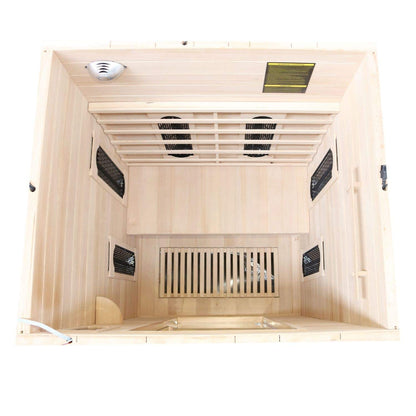 Dewello® infrared sauna 'Laval Plus' (135x105cm) for 1-2 people made of hemlock wood, LED, Bluetooth