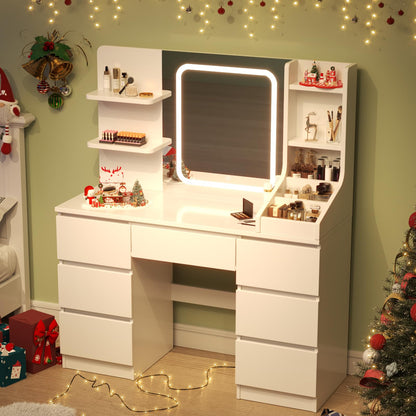 TRIUMPHKEY dressing table with LED lighting | 7 drawers, touch mirror