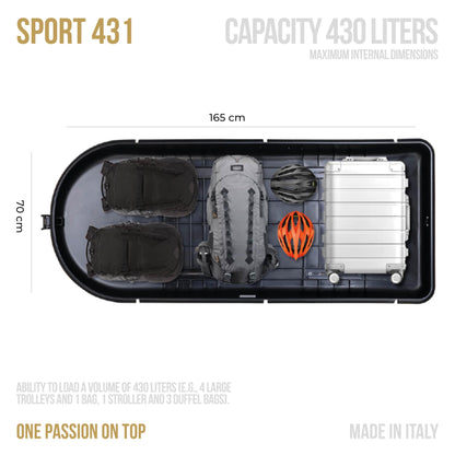 CAM Universal Tetrax roof box (430L) with security lock