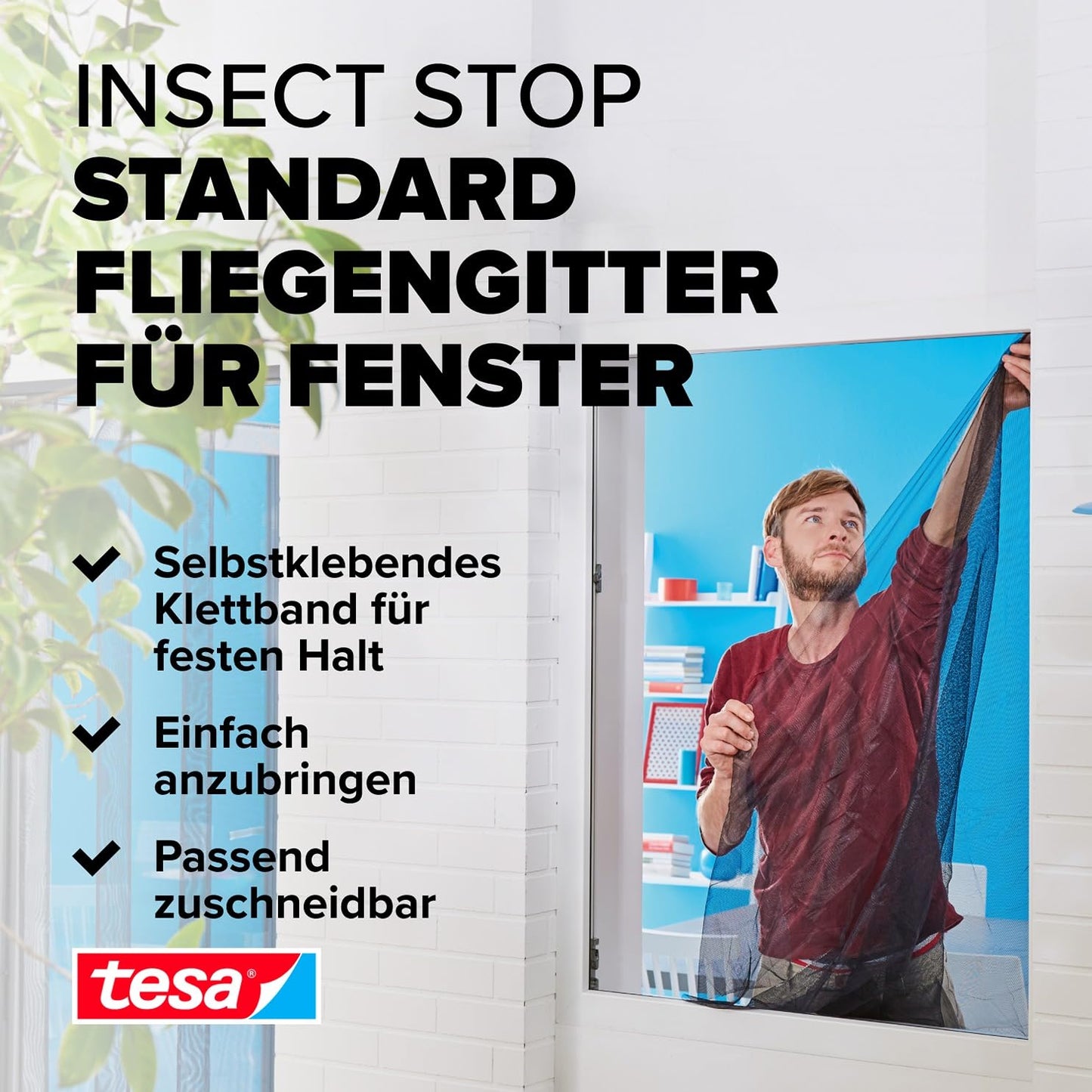 tesa 'Insect Stop' Standard fly screen (130x150cm) for windows: Cuttable