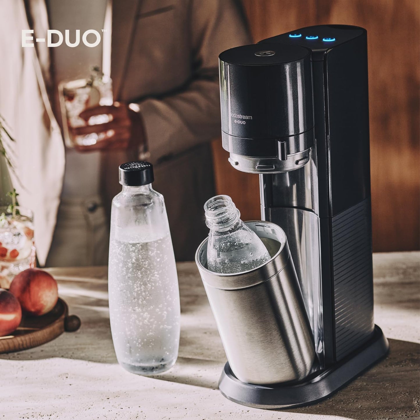 SodaStream E-DUO water carbonator with Quick-Connect: CO2 cylinder including accessories