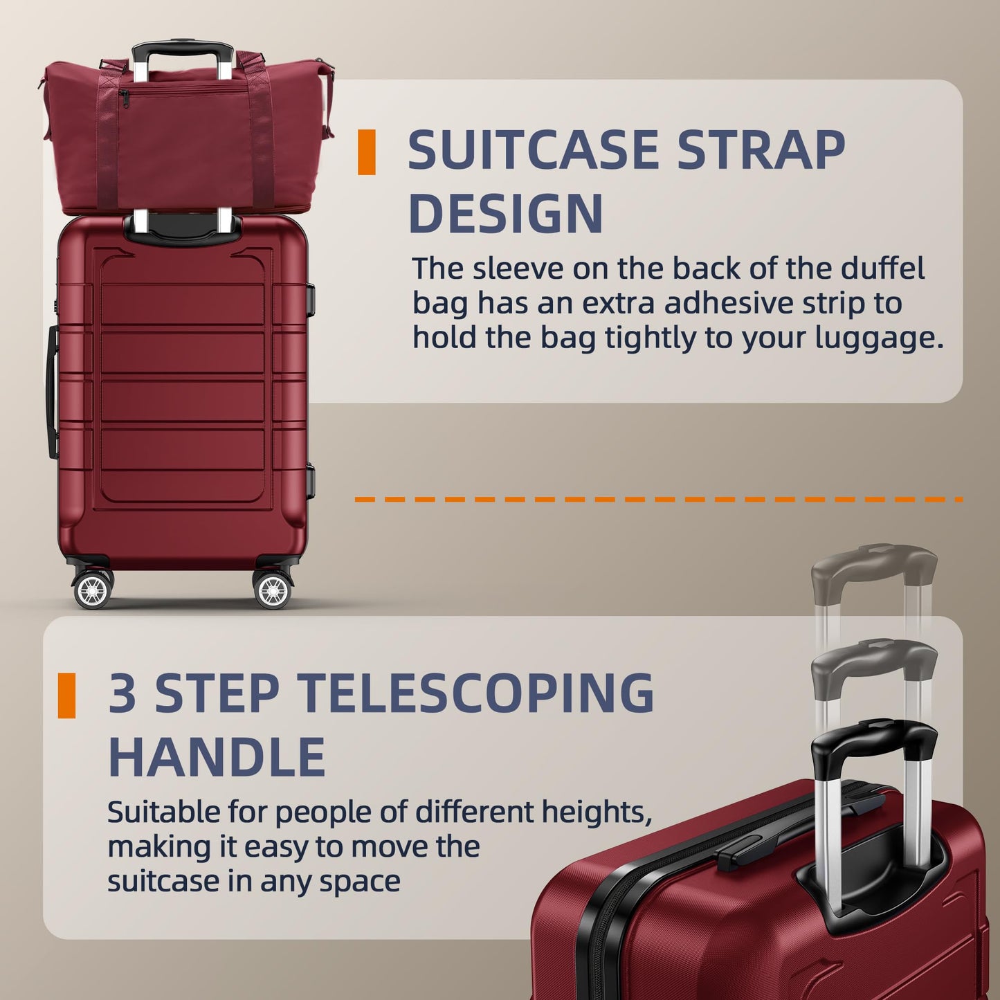SHOWKOO Hard-Shell Travel Suitcase Set (5-Piece): Expandable with TSA Lock | Red